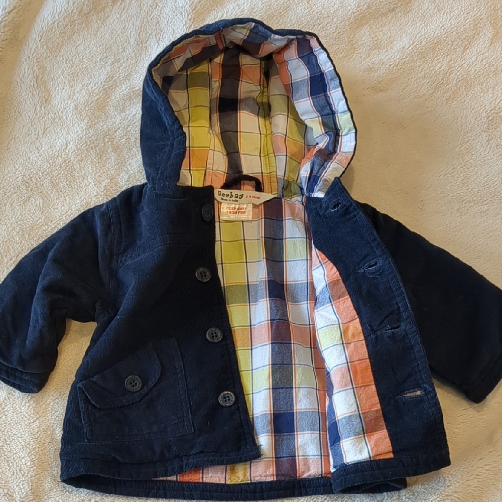 GAP Navy Kids Raincoat with Plaid Interior